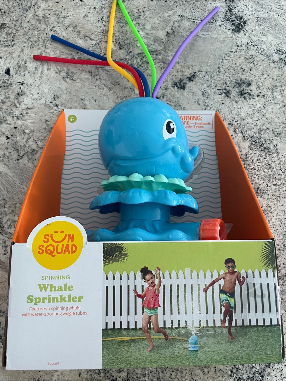Sun Squad Spinning Blue Whale Sprinkler With Water Spouting Wiggle Tubes